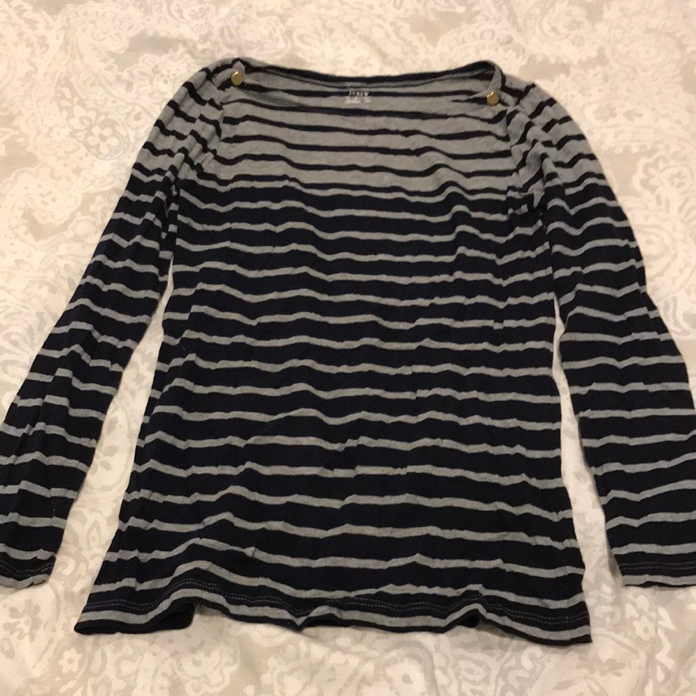 J CREW painter long sleeve tee - navy & gray - S